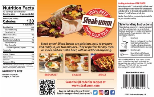 Steak-umm All Natural 100% Beef Sandwich Steaks Perspective: back