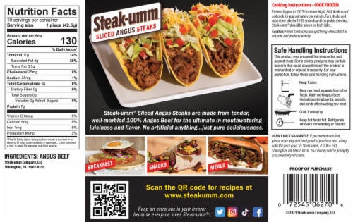 Steak-umm® All Natural 100% Beef Angus Sandwich Steaks Perspective: back
