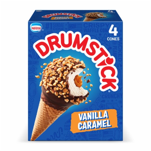 Drumstick Vanilla Caramel Frozen Dairy Dessert Cones Perspective: back
