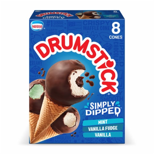 Drumstick Simply Dipped Cones Variety Pack - Vanilla, Mint, Vanilla Fudge Perspective: back