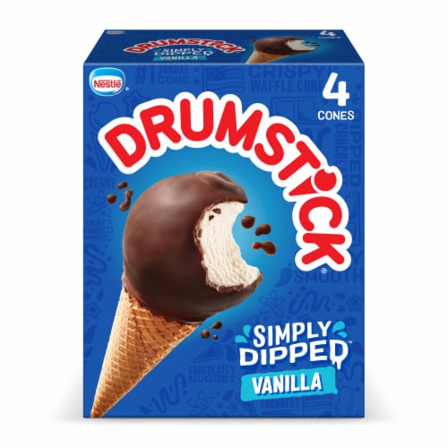 Drumstick Simply Dipped Vanilla Frozen Dairy Dessert Cones Perspective: back