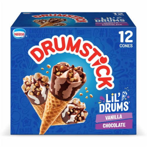 Drumstick Lil' Drums Vanilla/Chocolate Frozen Dairy Dessert Cones Perspective: back