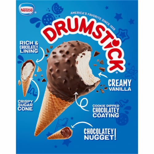 Drumstick® Cookie Dipped Vanilla Frozen Dairy Dessert Cones Perspective: back