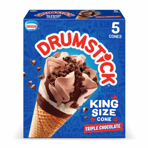 Drumstick Triple Chocolate Frozen Dairy Dessert Cones King Size Perspective: back
