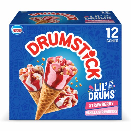 Drumstick Lil' Drums Strawberry/Vanilla Strawberry Frozen Dairy Dessert Cones Perspective: back