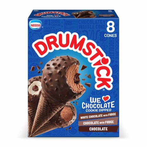 Drumstick Cookie Dipped We Love Chocolate Frozen Dairy Dessert Cones Perspective: back