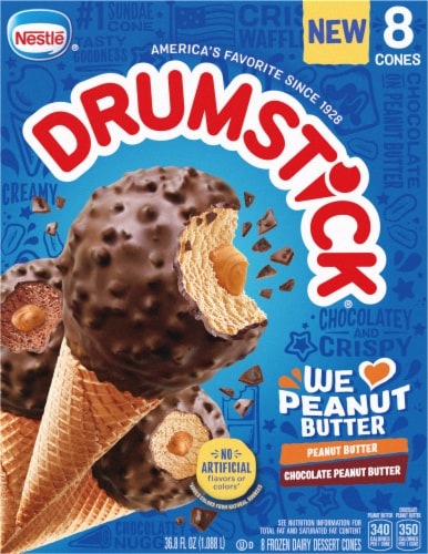 Drumstick Peanut Butter/Chocolate Peanut Butter Dairy Dessert Cones 8 ea Perspective: back