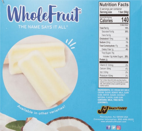 Whole Fruit Coconut Fruit Bars - 6 Ct Perspective: back