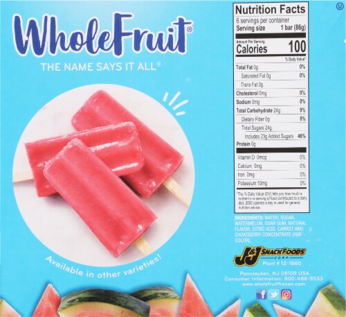 Whole Fruit Watermelon Fruit Bars 6 - 2.75 fl oz Bars Perspective: back
