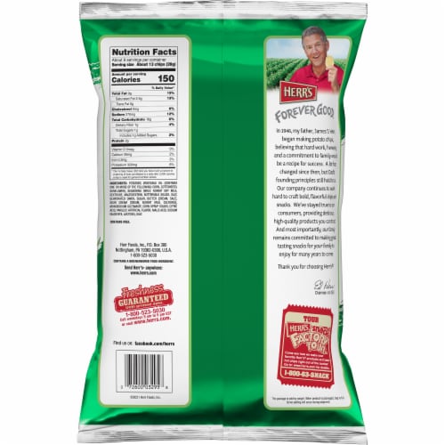 Herr's Sour Cream & Onion Flavored Ripple Potato Chips Perspective: back