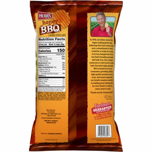 Herr's® Honey BBQ Potato Chips Perspective: back