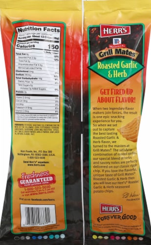Herr's® McCormick® Grill Mates® Roasted Garlic and Herb Potato Chips Perspective: back