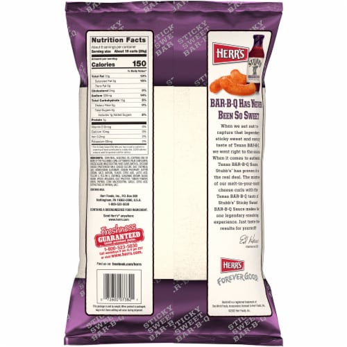 Herr's® Stubb's® Sticky Sweet Bar-B-Q Flavored Cheese Curls Perspective: back