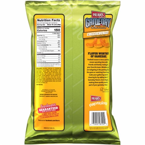Herr's Gameday Cheeseburger Flavored Cheese Curls Perspective: back