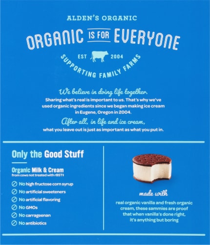 Alden's Organic® Vanilla Bean Ice Cream Sandwiches Perspective: back