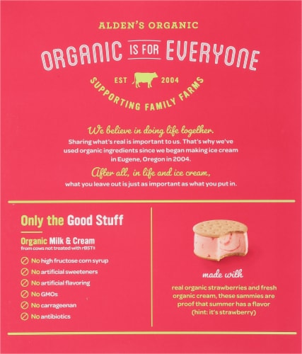 Alden's Organic Strawberry Ice Cream Sandwiches Perspective: back