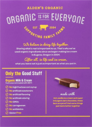 Alden's Organic Vanilla Dark Chocolate Ice Cream Bars Perspective: back