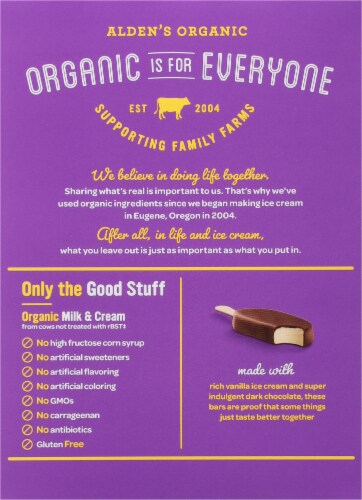 Alden's Organic Vanilla Dark Chocolate Ice Cream Bars Perspective: back