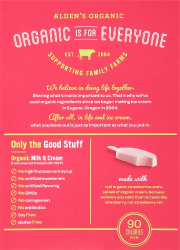 Alden's Organic Strawberry Frozen Yogurt Bars Perspective: back