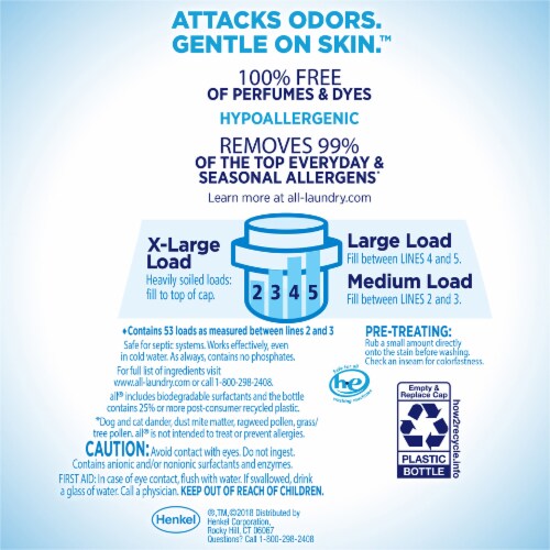 All Free Clear with Stainlifters Odor Relief Liquid Laundry Detergent Perspective: back