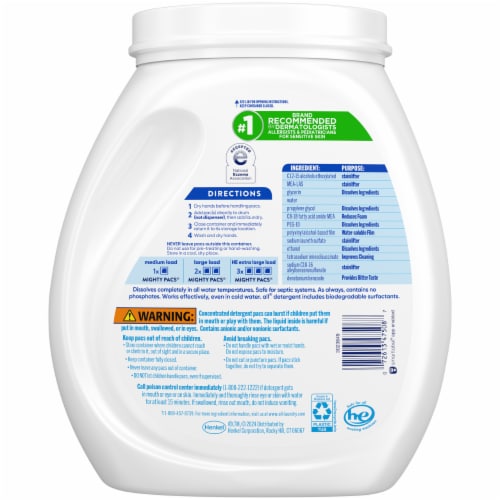 All® Free + Clear The Original 4-in-1 Mighty Pacs® Perspective: back