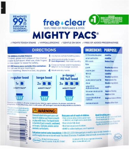 All with Stainlifters® Free Clear Laundry Detergent Mighty Pacs Perspective: back
