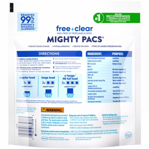 All Stainlifters Free Clear Pacs Laundry Detergent Pods Perspective: back