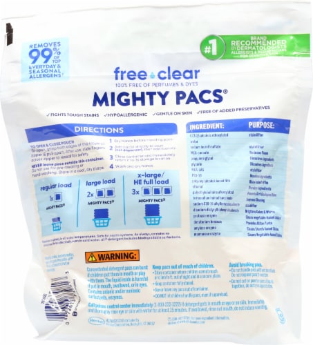 All® Free Clear Advanced Oxi Unscented Mighty Pacs® Laundry Detergent Perspective: back
