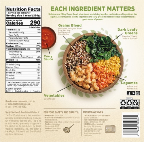 Healthy Choice® Power Bowls Vegan Cauliflower Curry Frozen Meal Perspective: back
