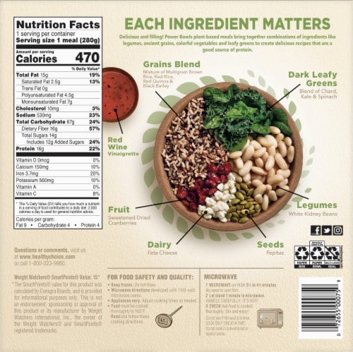 Healthy Choice® Power Bowls White Bean & Feta Salad Frozen Meal Perspective: back