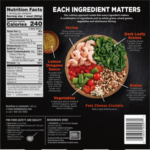 Healthy Choice® Power Bowls Mediterranean-Style Shrimp Frozen Meal Perspective: back