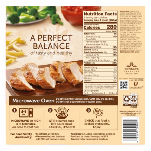 Healthy Choice Cafe Steamers Grilled Chicken Marinara With Parmesan Frozen Meal Perspective: back