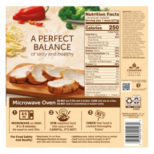 Healthy Choice Cafe Steamers Chicken Linguini with Red Pepper Alfredo Frozen Meal Perspective: back