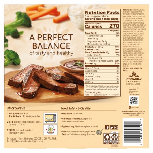 Healthy Choice Cafe Steamers Beef Teriyaki Frozen Meal Perspective: back