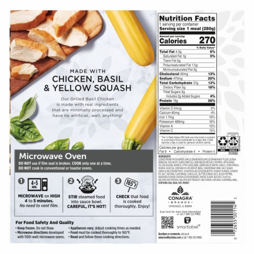 Healthy Choice Simply Steamers Grilled Basil Chicken Frozen Meal Perspective: back