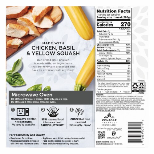 Healthy Choice Simply Steamers Grilled Basil Chicken Frozen Meal Perspective: back