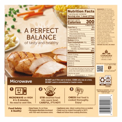Healthy Choice Cafe Steamers Crustless Chicken Pot Pie Frozen Meal Perspective: back
