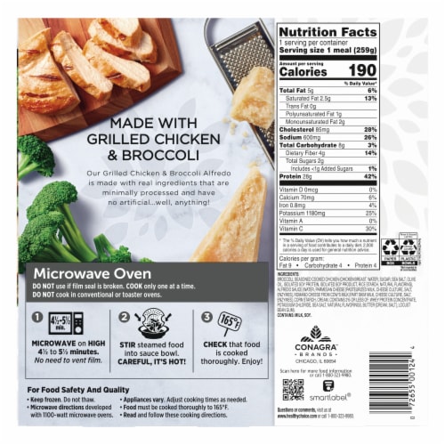 Healthy Choice Simply Steamers Grilled Chicken & Broccoli Alfredo Frozen Meal Perspective: back