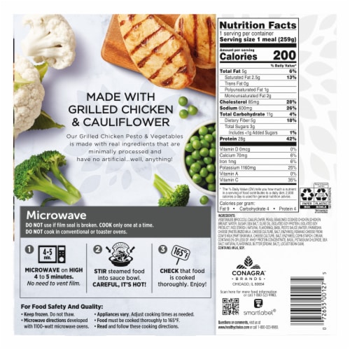 Healthy Choice Simply Steamers Grilled Chicken Pesto & Vegetables Meal Frozen Meal Perspective: back