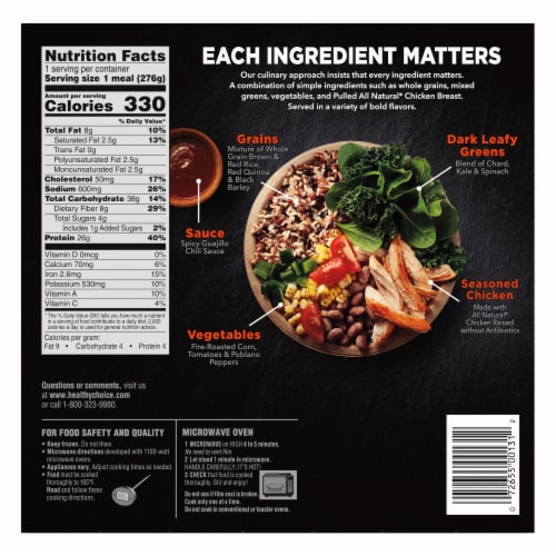 Healthy Choice Power Bowls Adobo Chicken Frozen Meal Perspective: back