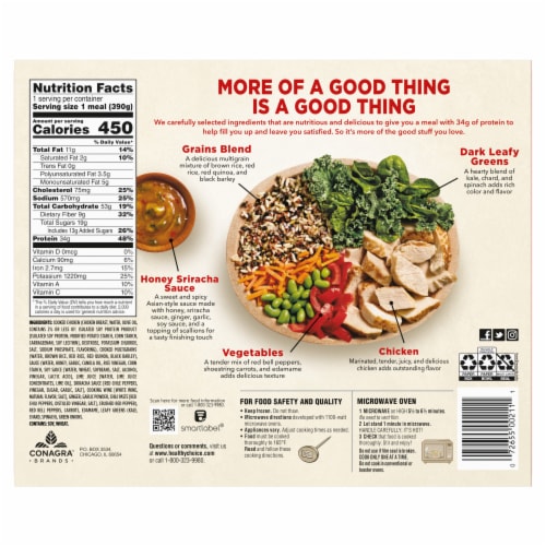 Healthy Choice Max Honey Sriracha Chicken Frozen Protein Bowl Frozen Meal Perspective: back