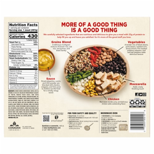 Healthy Choice Max Protein Bowl Tex Mex Chicken Frozen Meal Perspective: back