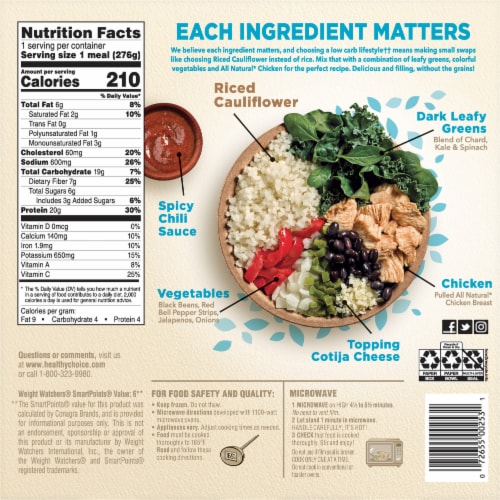 Healthy Choice Power Bowls Spicy Black Bean & Chicken Frozen Meal Perspective: back