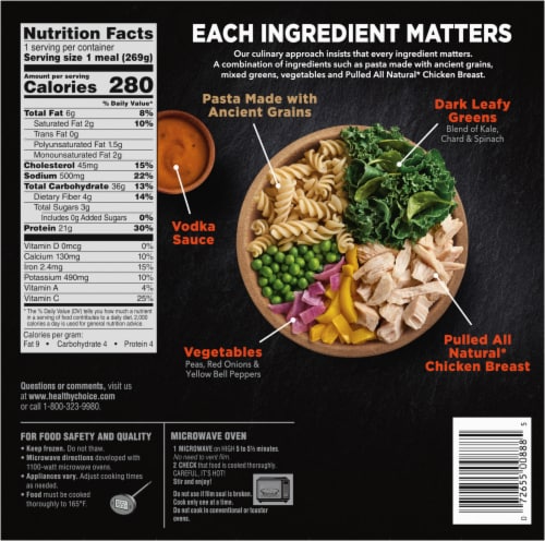 Healthy Choice® Power Bowls Vodka Chicken Pasta Single Serve Frozen Meal Perspective: back