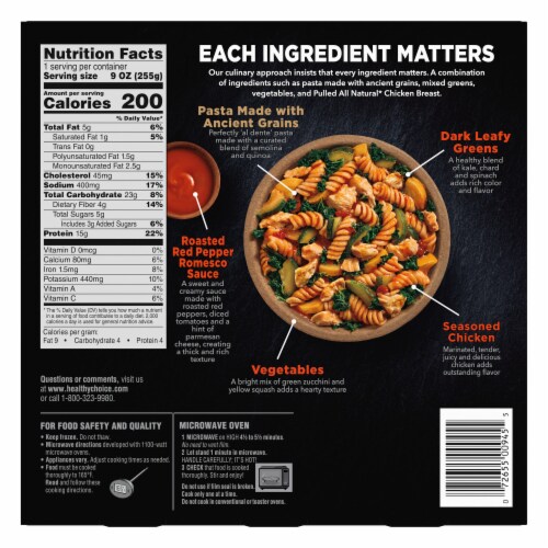 Healthy Choice® Power Bowls Roasted Red Pepper Romesco Chicken Pasta Frozen Meal Perspective: back