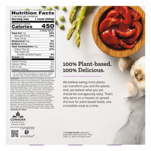 Purple Carrot® Plant-Based Meatball Marinara Frozen Meal Perspective: back