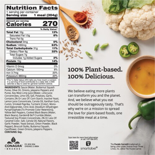 Purple Carrot Plant-Based Fiesta Pepper Bowl Frozen Meal Perspective: back