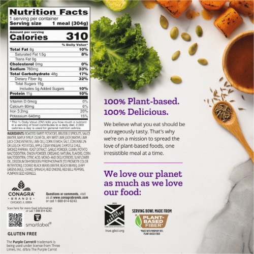 Purple Carrot Maple Chipotle Veggie Bowl Vegan Frozen Meal Perspective: back