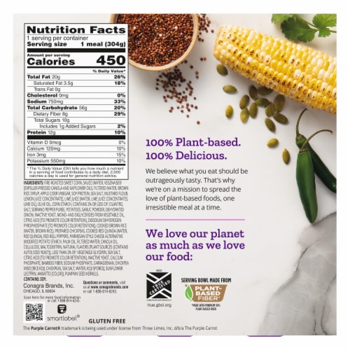 Purple Carrot Sweet Corn Elote Bowl Vegan Frozen Meal Perspective: back