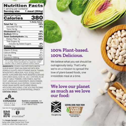 Purple Carrot® Spinach Artichoke Cavatappi Perspective: back
